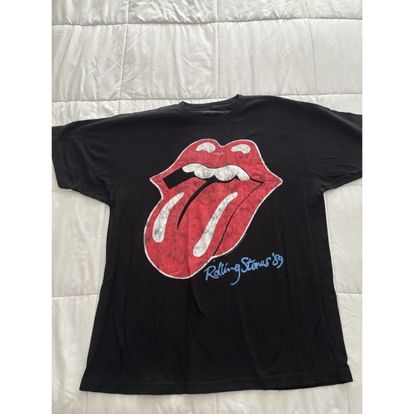 NWOT The Rolling Stones 89 Black T Shirt Lips Tongue Logo Rock Band Mens XL - Picture 3 of 8